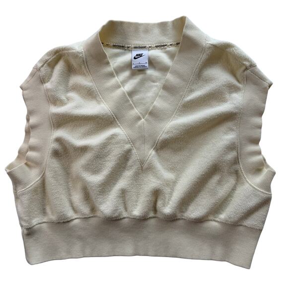 Nike Sportswear Cream Sweater Vest Women's Small V‑Neck Lightweight - Picture 1 of 6
